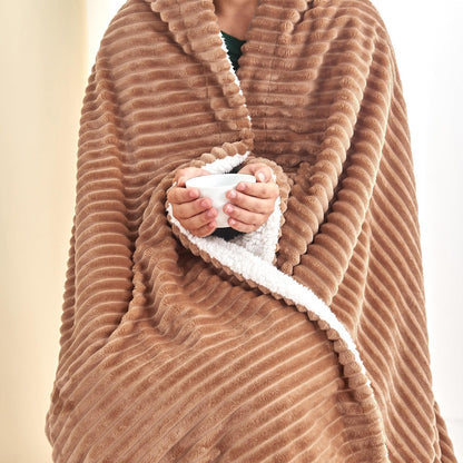 Corduroy Collection Ribbed Velvet Plush Sherpa Throw Blanket – view 14