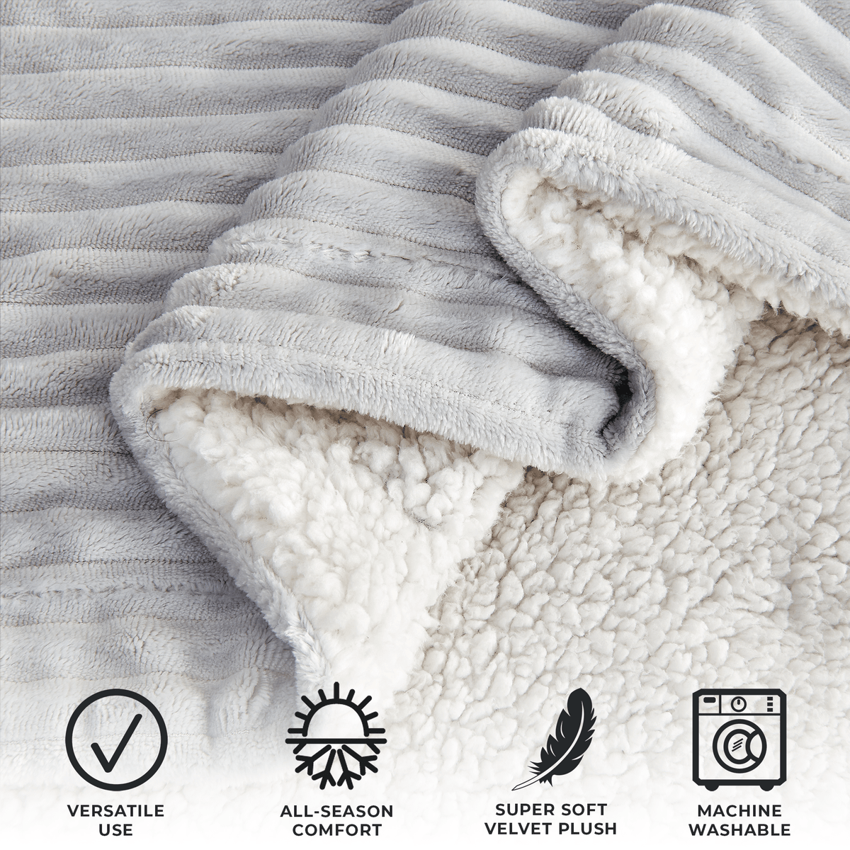 Corduroy Collection Ribbed Velvet Plush Sherpa Throw Blanket – view 16