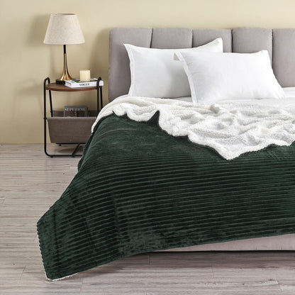 Corduroy Collection Ribbed Velvet Plush Sherpa Throw Blanket – view 29