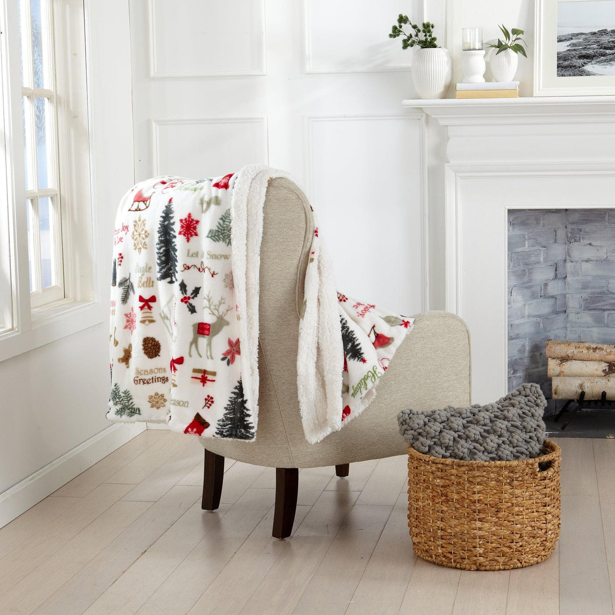 Eve Collection Holiday Velvet Plush Sherpa Throw Blanket, 50 x 60 – view 37