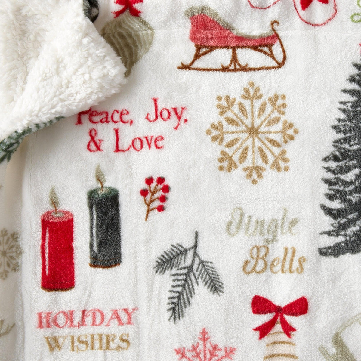 Eve Collection Holiday Velvet Plush Sherpa Throw Blanket, 50 x 60 – view 40