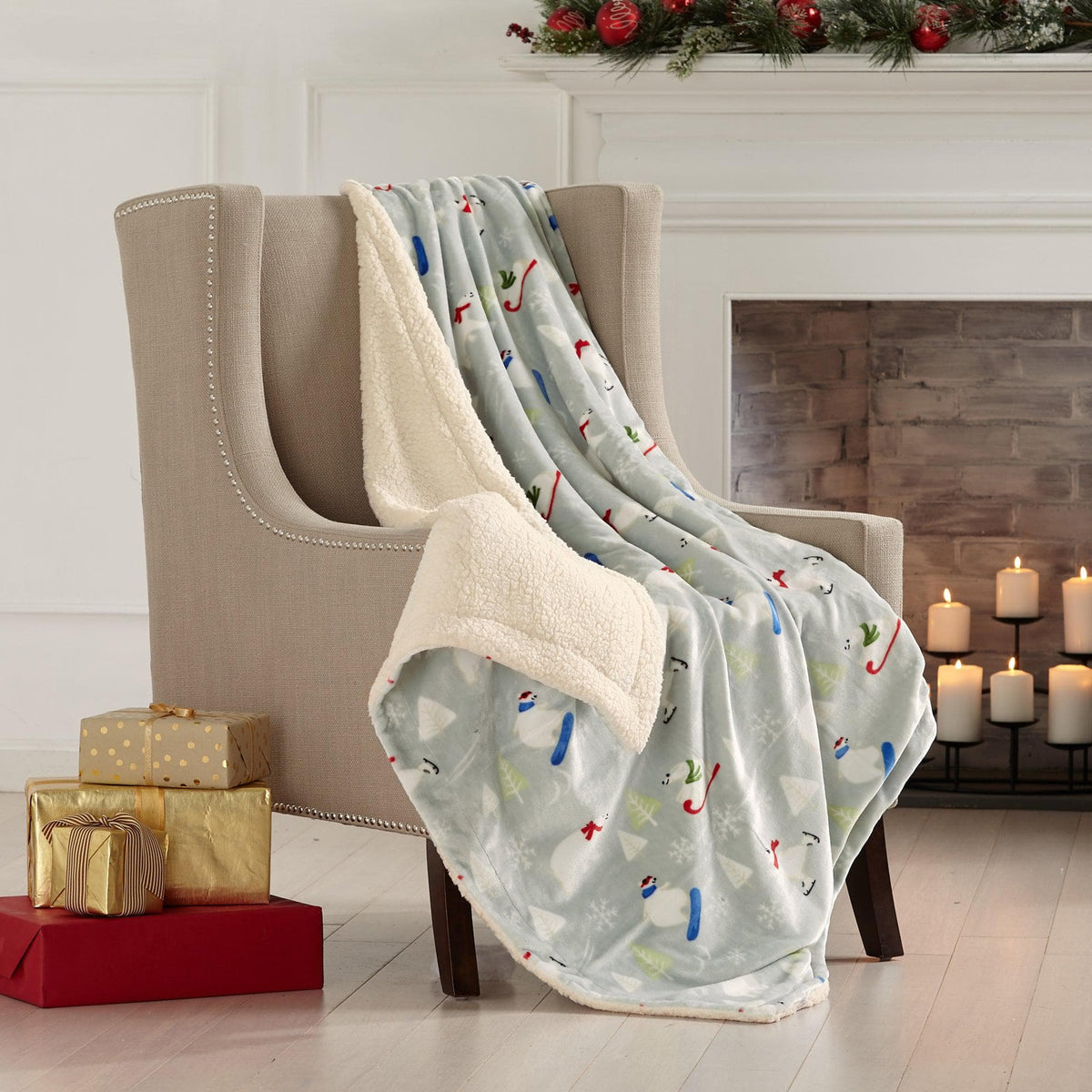 Eve Collection Holiday Velvet Plush Sherpa Throw Blanket, 50 x 60 – view 29