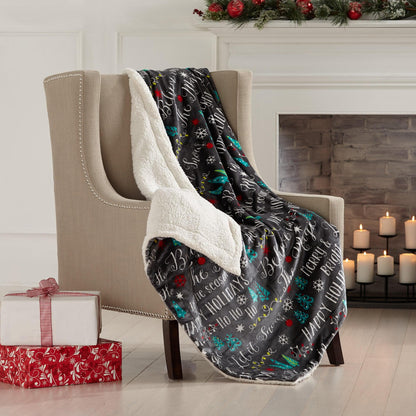 Eve Collection Holiday Velvet Plush Sherpa Throw Blanket, 50 x 60 – view 21