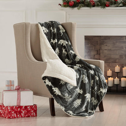 Hudson Collection Velvet Plush Sherpa Throw Blanket, 50 x 60 – view 4