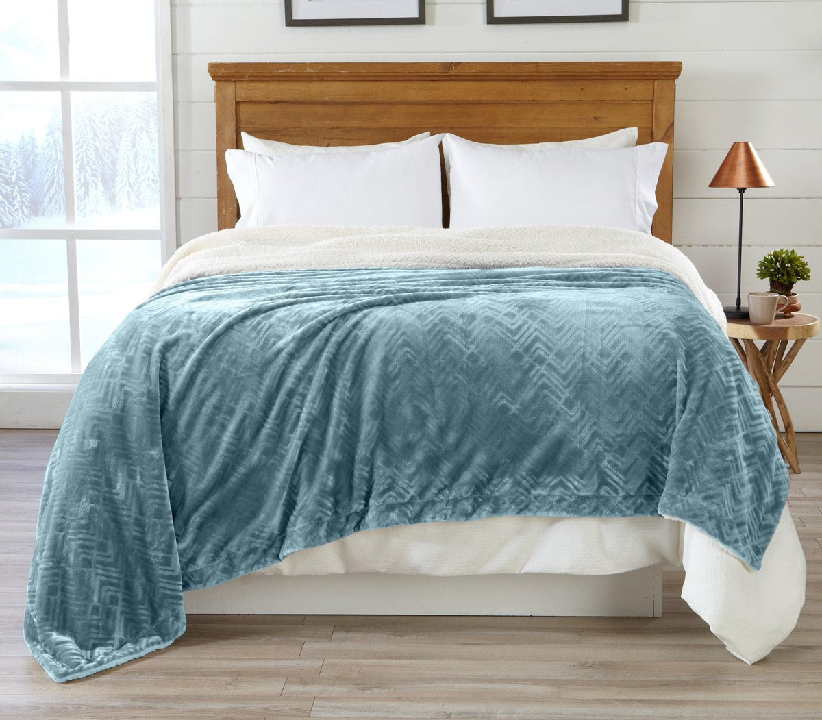 Cielo Collection Reversible Velvet Plush Sherpa Luxury Bed Blanket – view 42