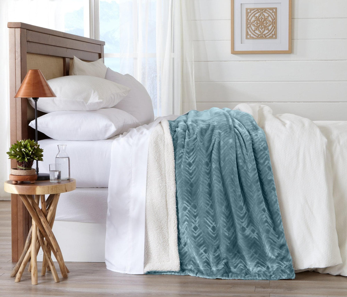Cielo Collection Reversible Velvet Plush Sherpa Luxury Bed Blanket – view 44
