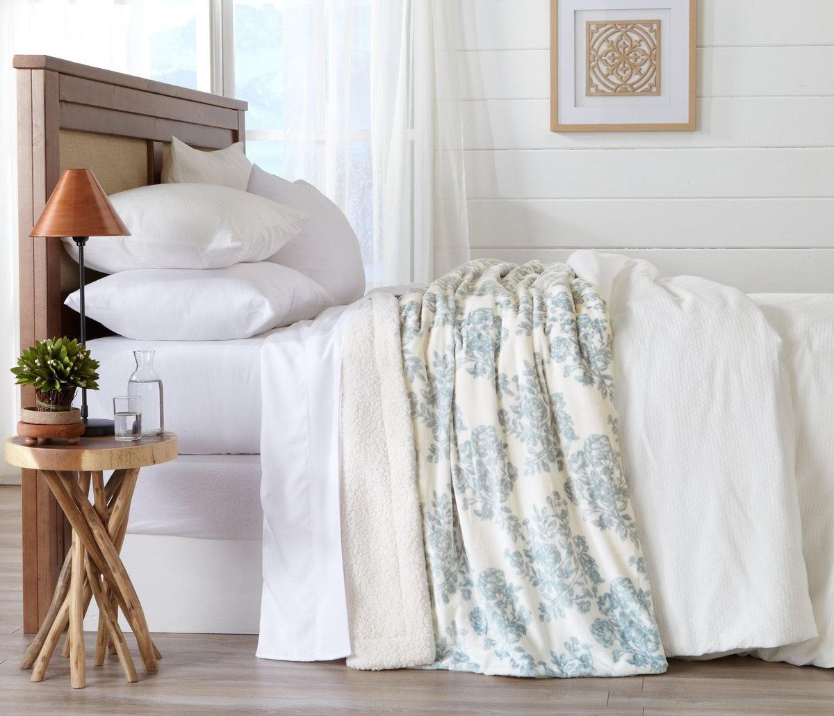 Cielo Collection Reversible Velvet Plush Sherpa Luxury Bed Blanket – view 11