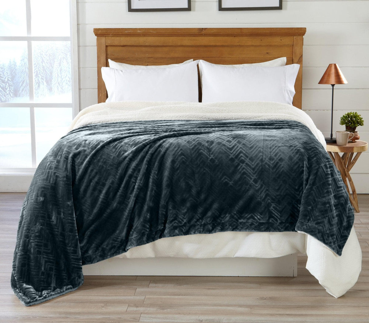 Cielo Collection Reversible Velvet Plush Sherpa Luxury Bed Blanket – view 19