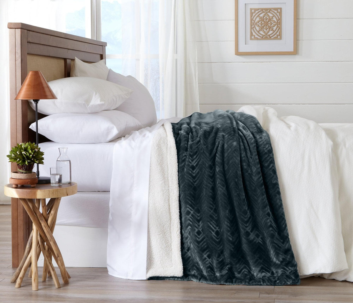 Cielo Collection Reversible Velvet Plush Sherpa Luxury Bed Blanket – view 21