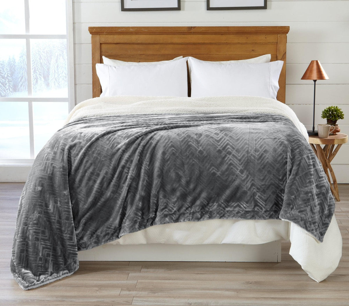 Cielo Collection Reversible Velvet Plush Sherpa Luxury Bed Blanket – view 28
