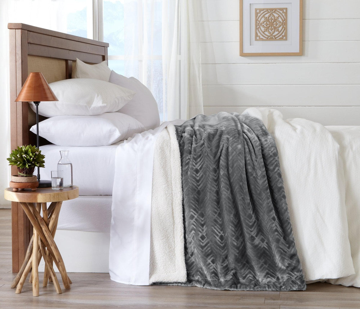 Cielo Collection Reversible Velvet Plush Sherpa Luxury Bed Blanket – view 30