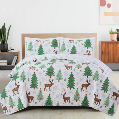 Holly Collection Deer, Trees and Snow Christmas Quilt Set – view 9