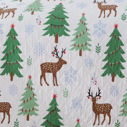 Holly Collection Deer, Trees and Snow Christmas Quilt Set – view 12