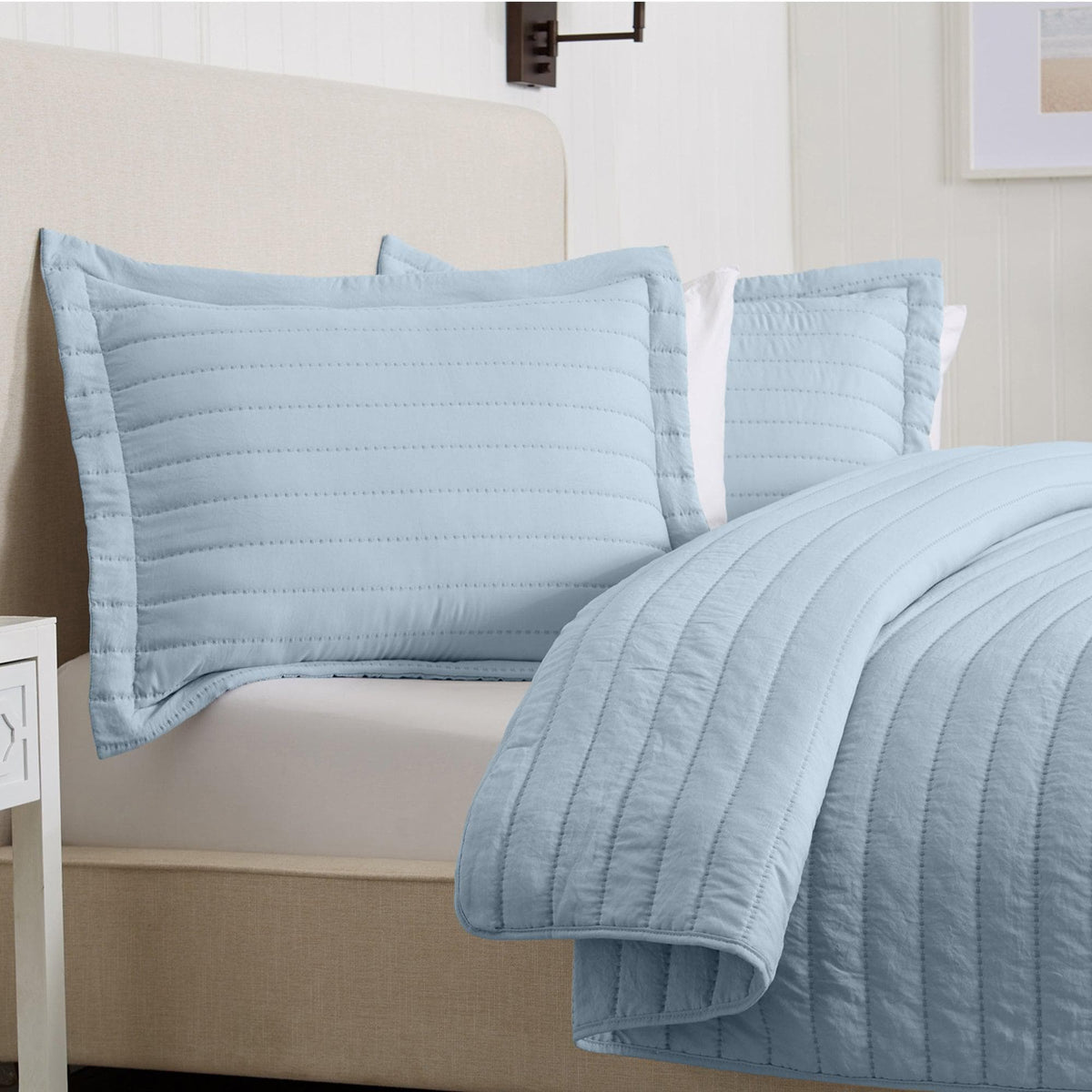 Solid Channel-Stitched Microfiber Quilt – Virginia Collection – view 19