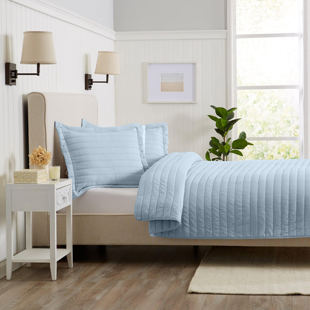 Solid Channel-Stitched Microfiber Quilt – Virginia Collection – view 17