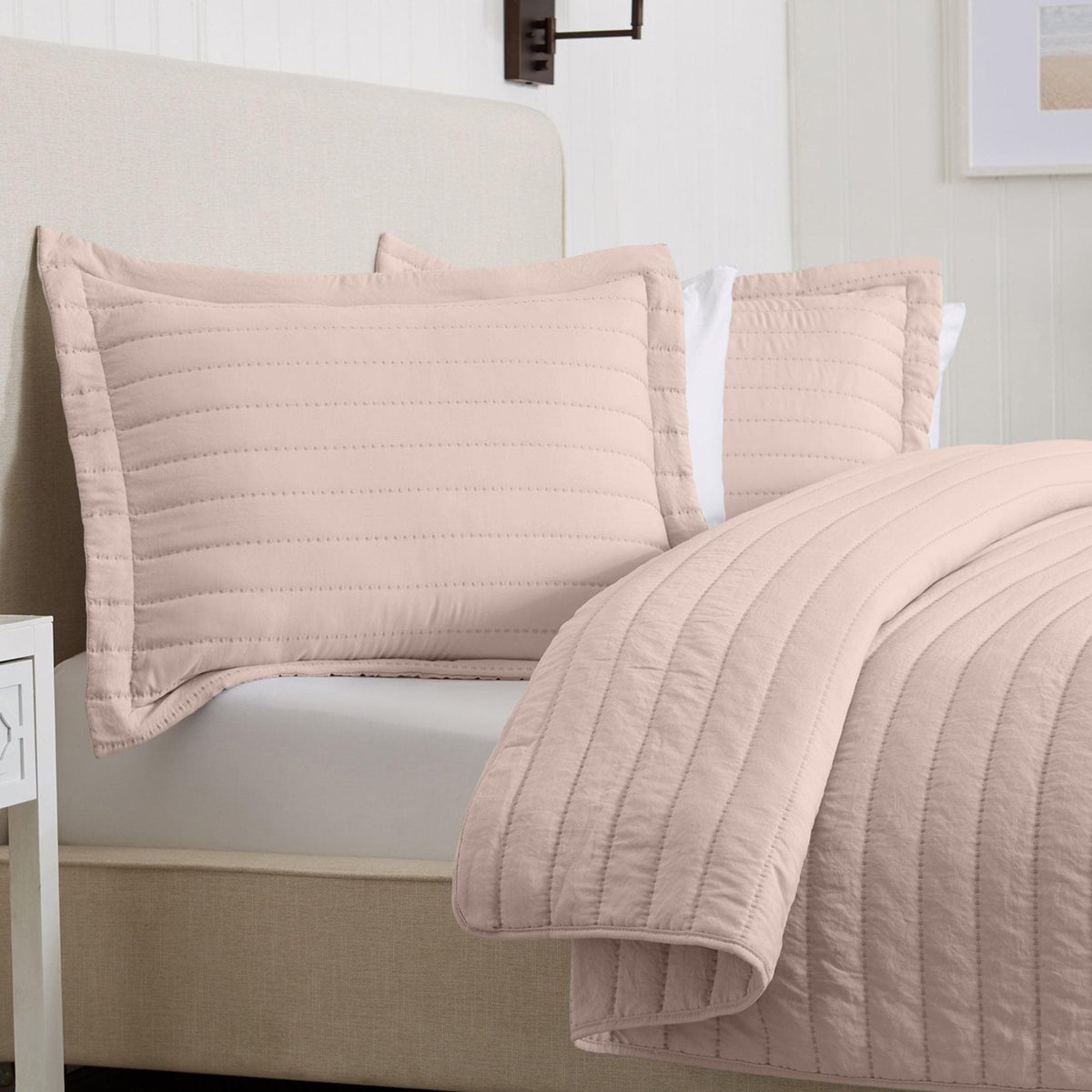 Solid Channel-Stitched Microfiber Quilt – Virginia Collection – view 12
