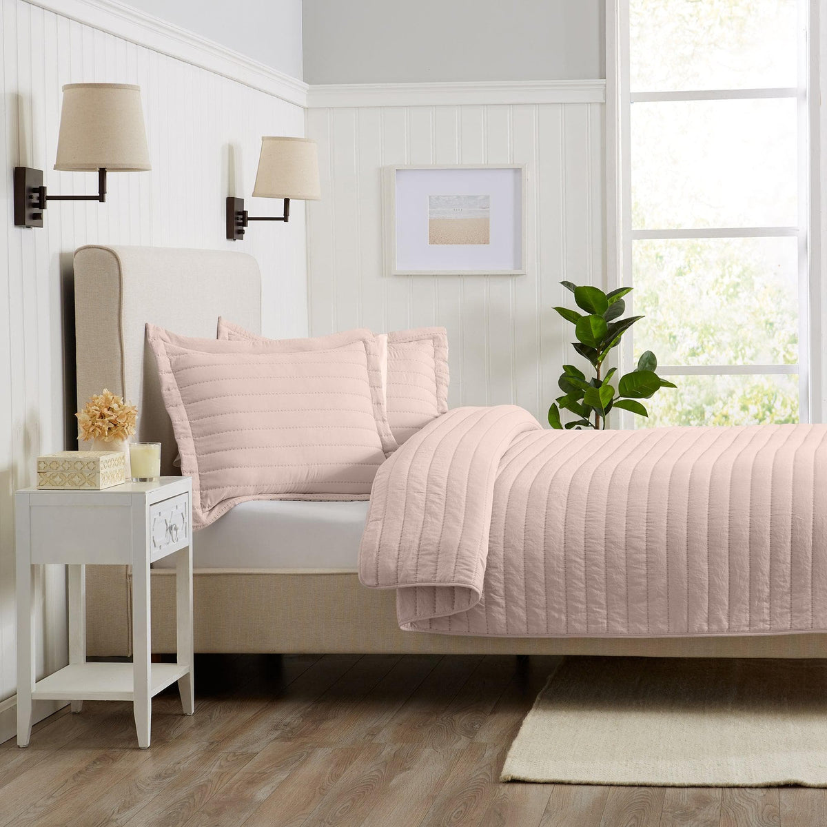 Solid Channel-Stitched Microfiber Quilt – Virginia Collection – view 10