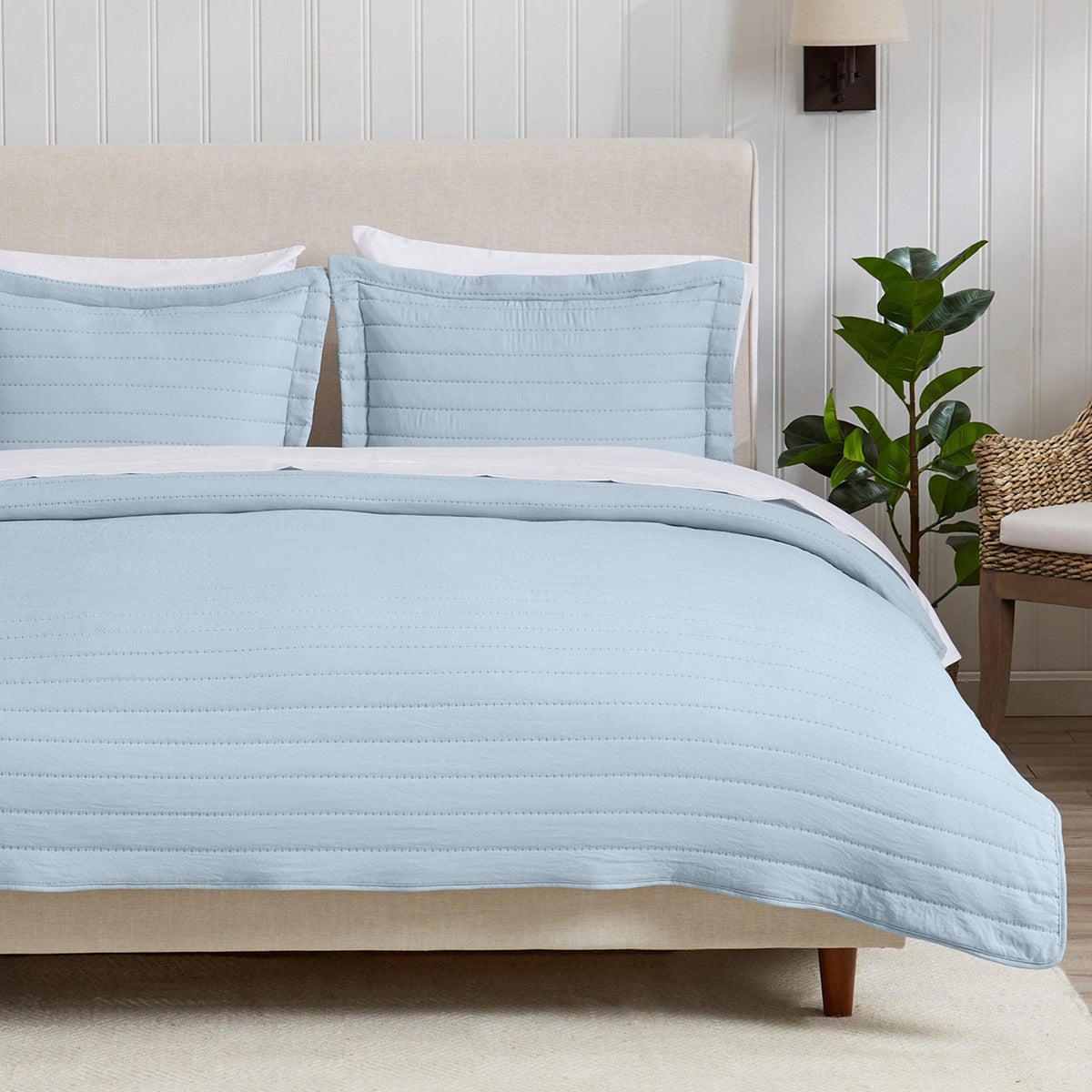 Solid Channel-Stitched Microfiber Quilt – Virginia Collection – view 15