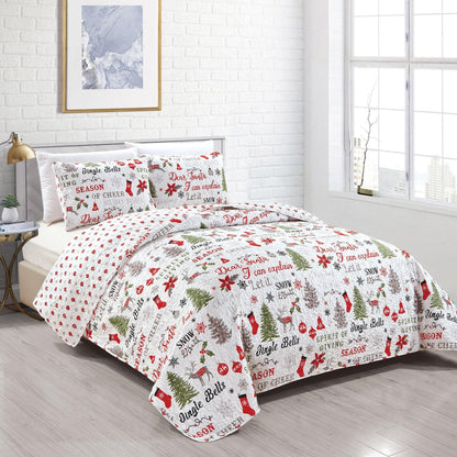 Holiday Wishes Reversible Christmas Quilt Set – Carol Collection – view 7