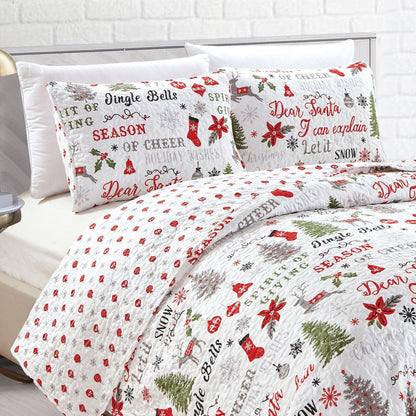 Holiday Wishes Reversible Christmas Quilt Set – Carol Collection – view 8
