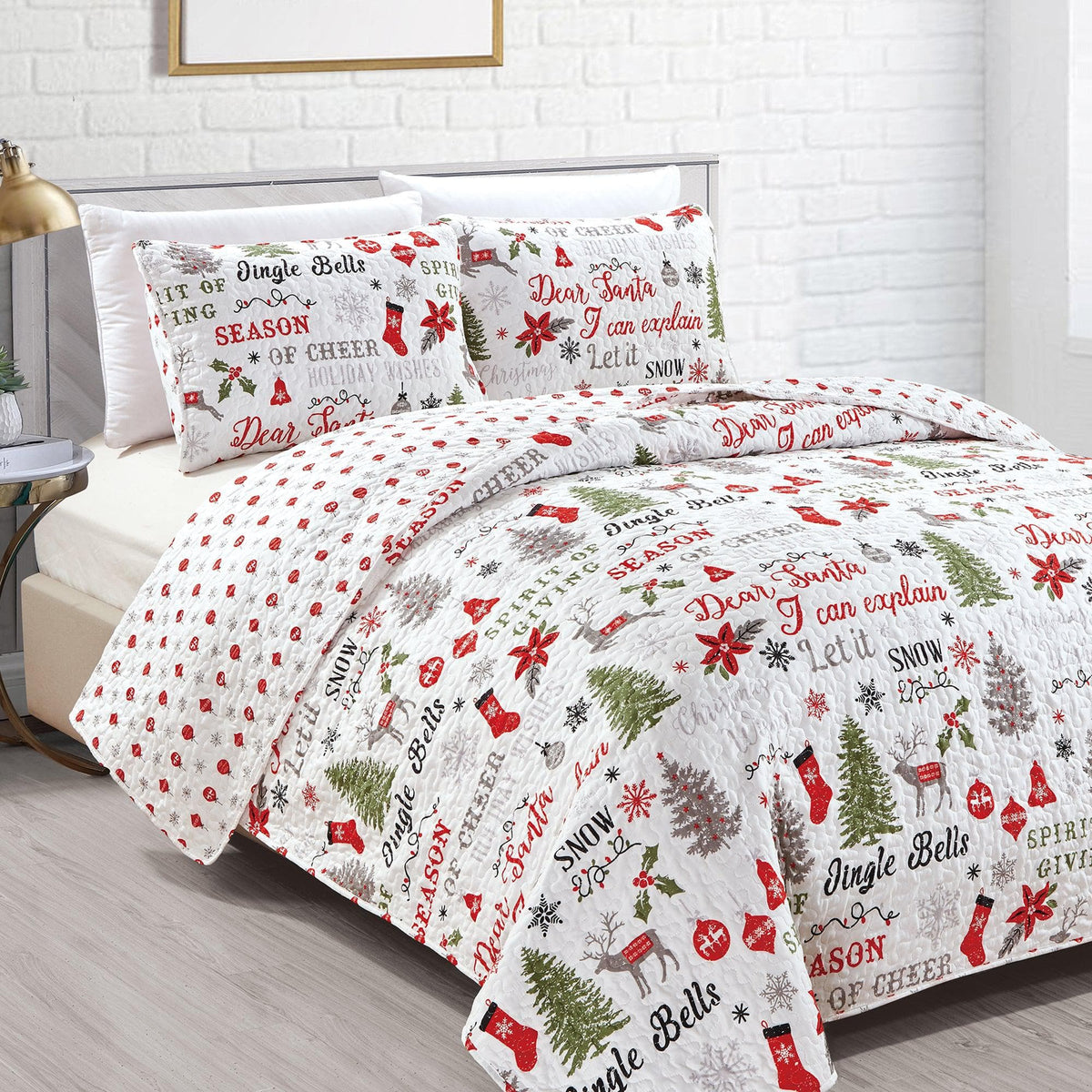 Holiday Wishes Reversible Christmas Quilt Set – Carol Collection – view 9