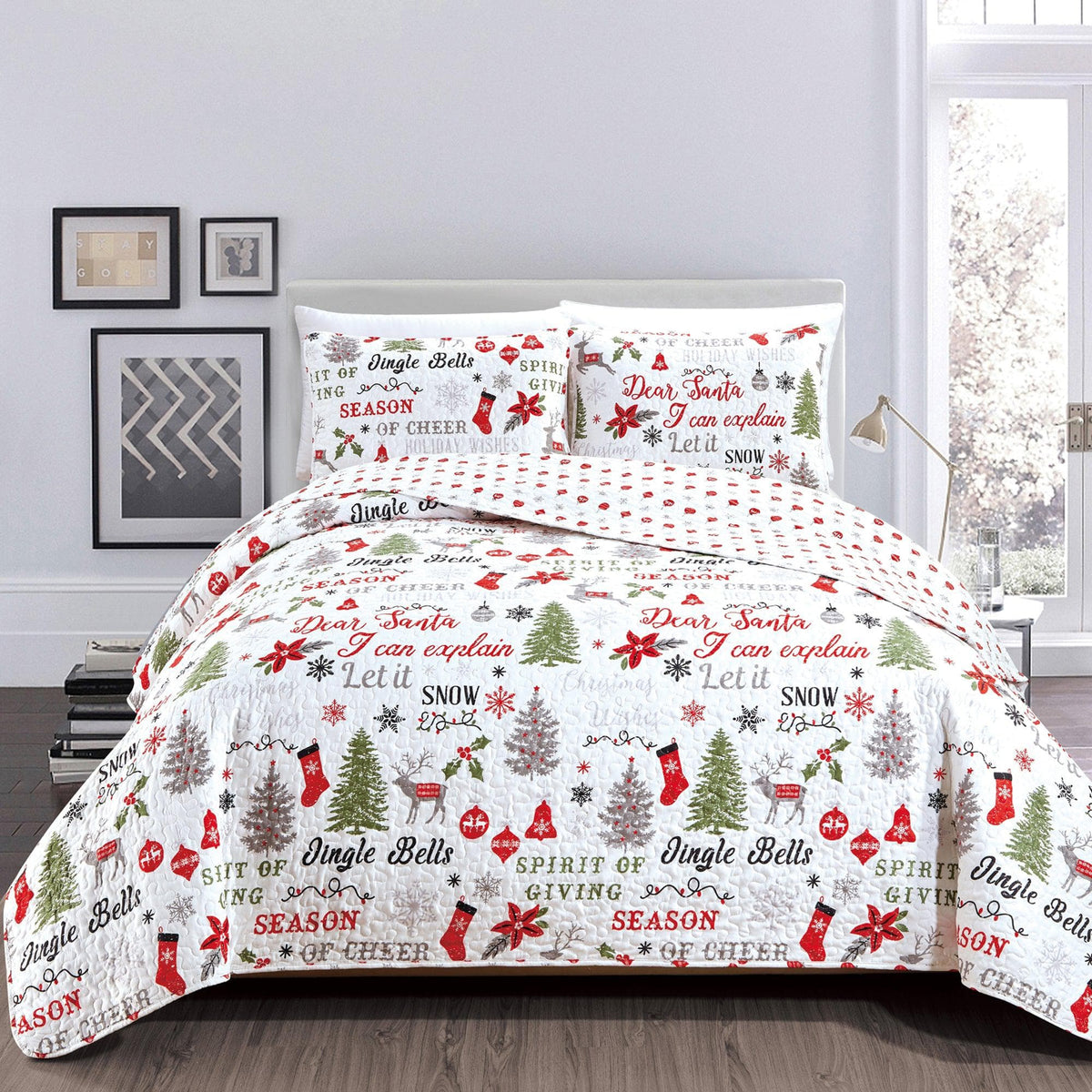 Holiday Wishes Reversible Christmas Quilt Set – Carol Collection – view 11