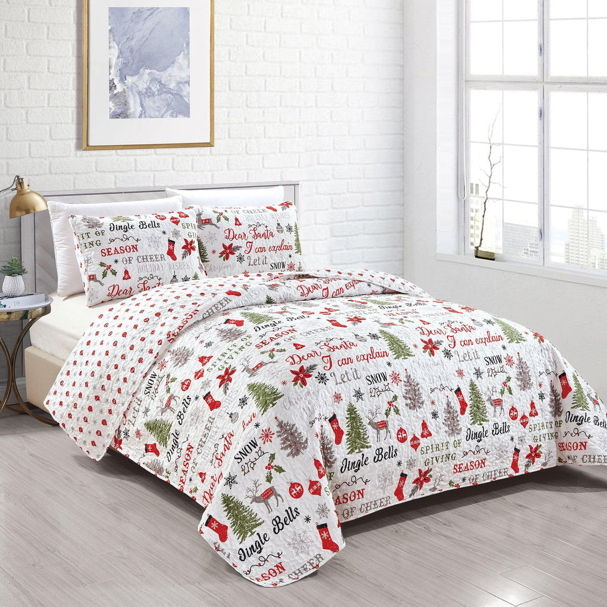 Holiday Wishes Reversible Christmas Quilt Set – Carol Collection – view 12