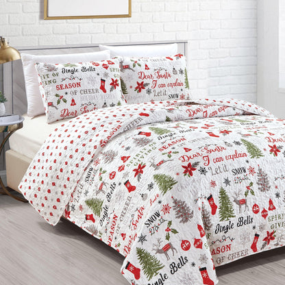 Holiday Wishes Reversible Christmas Quilt Set – Carol Collection – view 14