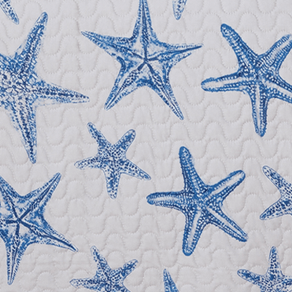 Blue Seashell Coastal Quilt Set with Shams – Trinidad Collection – view 5