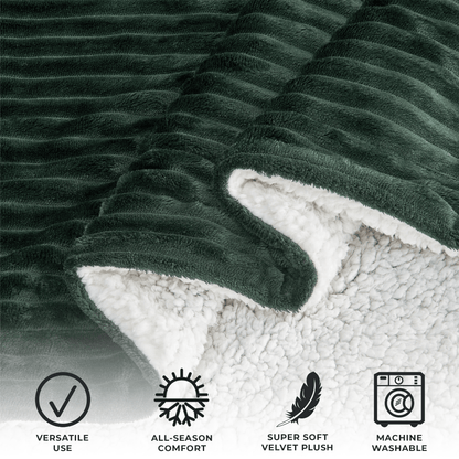 Corduroy Collection Ribbed Velvet Plush Sherpa Throw Blanket – view 21