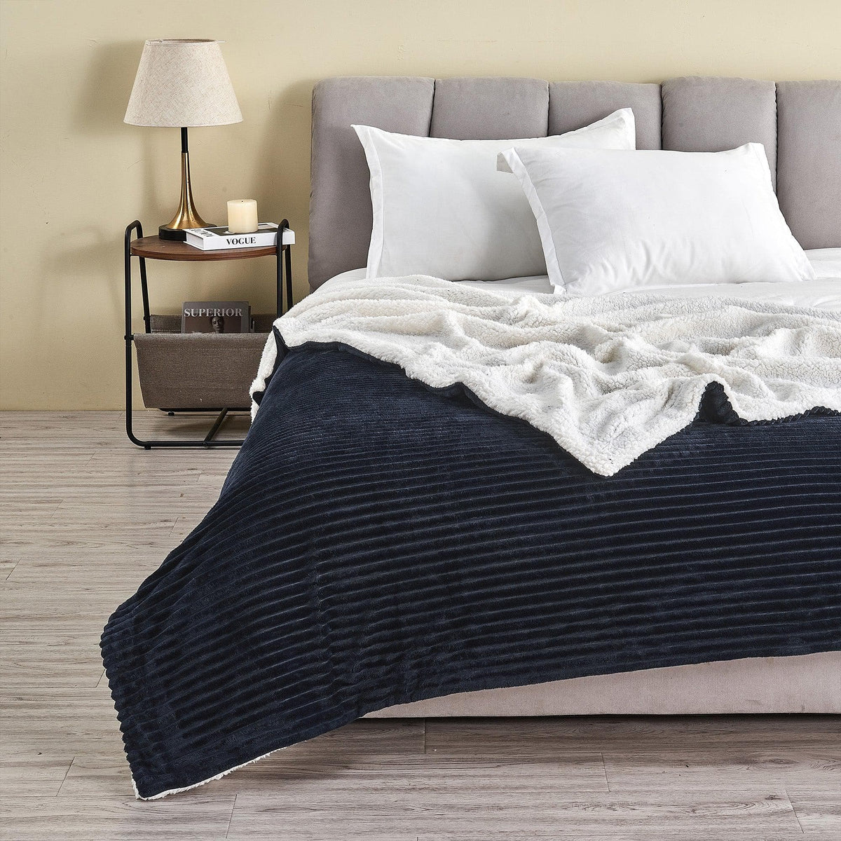 Corduroy Collection Ribbed Velvet Plush Sherpa Throw Blanket – view 24