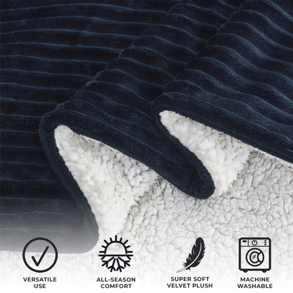 Corduroy Collection Ribbed Velvet Plush Sherpa Throw Blanket – view 26