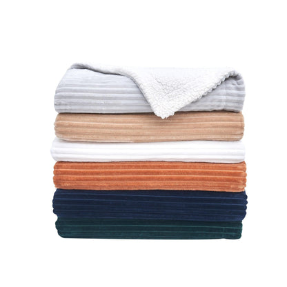 Corduroy Collection Ribbed Velvet Plush Sherpa Throw Blanket – view 28