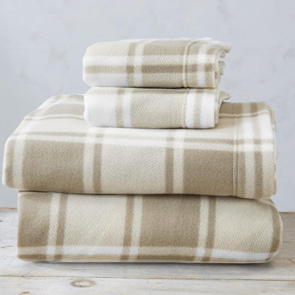 Plaid Printed Fleece Sheet Set – Dara Collection – view 8