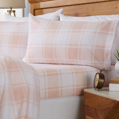 Plaid Printed Fleece Sheet Set – Dara Collection – view 12