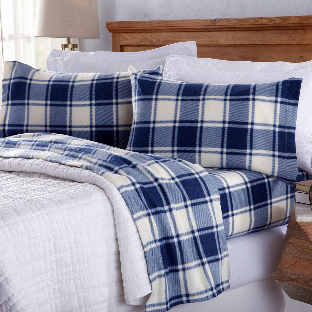 Plaid Printed Fleece Sheet Set – Dara Collection – view 17