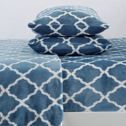 Printed Velvet Plush Sheet Set – Velvet Luxe Lattice Collection – view 8