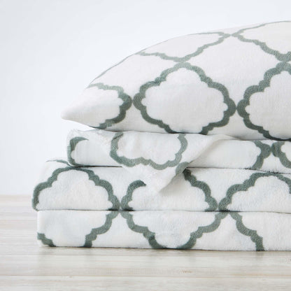 Printed Velvet Plush Sheet Set – Velvet Luxe Lattice Collection – view 16