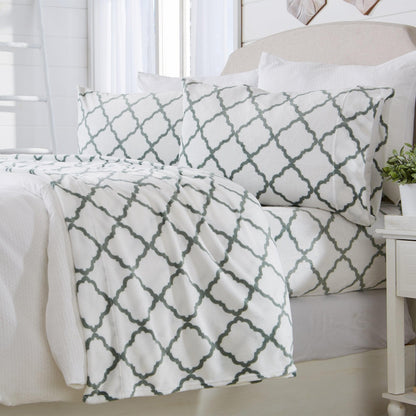 Printed Velvet Plush Sheet Set – Velvet Luxe Lattice Collection – view 18