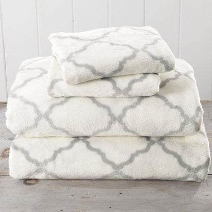 Printed Velvet Plush Sheet Set – Velvet Luxe Lattice Collection – view 22
