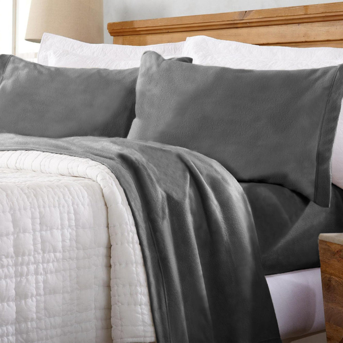 Solid Polyester Fleece Sheet Set – Christina Collection – view 12