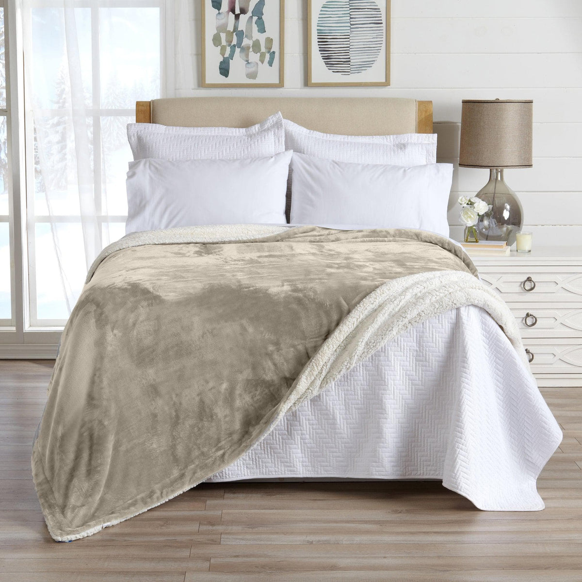Kinsley Collection Velvet Plush Sherpa Luxury Bed Blanket and Throw – view 91