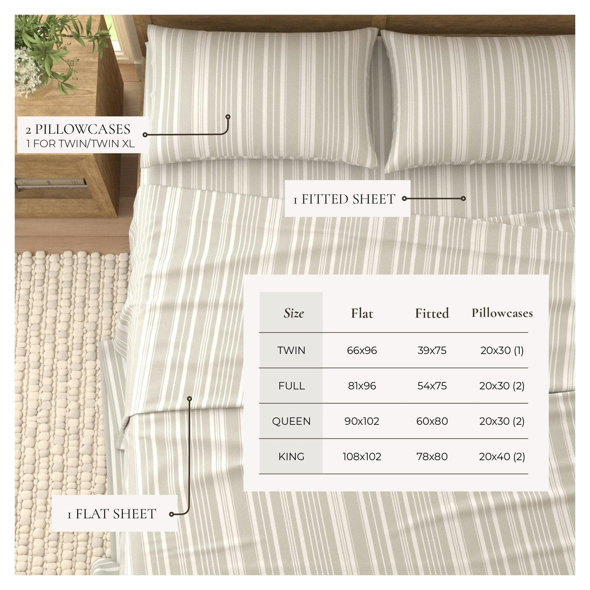 Brushed Microfiber Striped Sheet Set – Elouise Collection – view 33