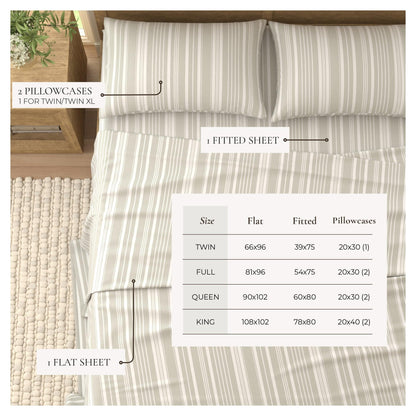 Brushed Microfiber Striped Sheet Set – Elouise Collection – view 33