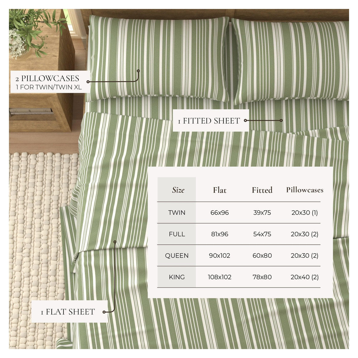 Brushed Microfiber Striped Sheet Set – Elouise Collection – view 4