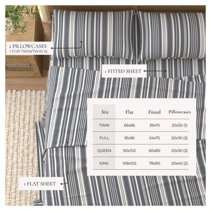 Brushed Microfiber Striped Sheet Set – Elouise Collection – view 28
