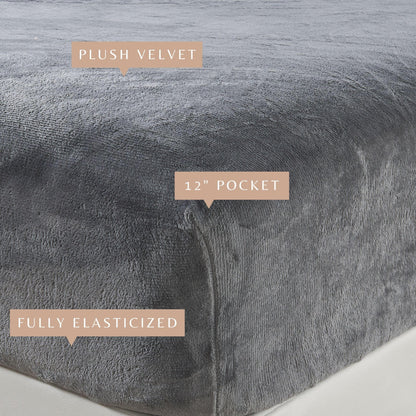 Solid Velvet Plush Fitted Sheet – Velvet Luxe Collection – view 17