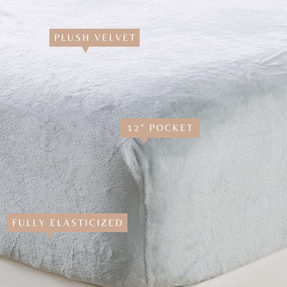 Solid Velvet Plush Fitted Sheet – Velvet Luxe Collection – view 28