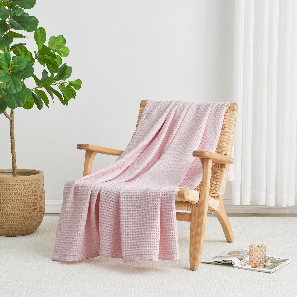 Mikala Collection 100% Cotton Waffle Weave Blanket – view 3