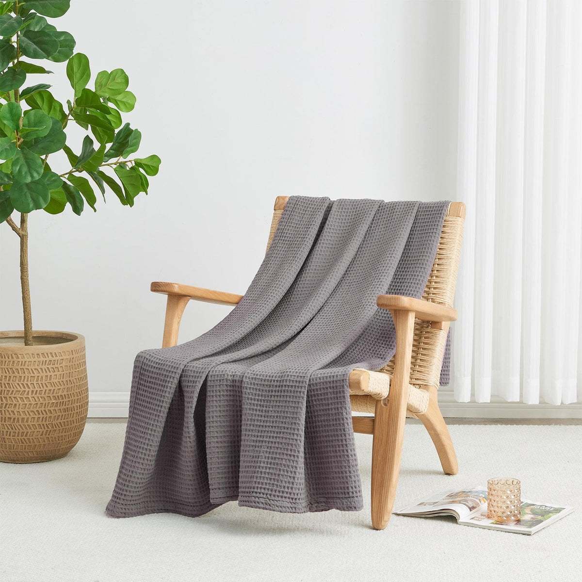 Mikala Collection 100% Cotton Waffle Weave Blanket – view 8